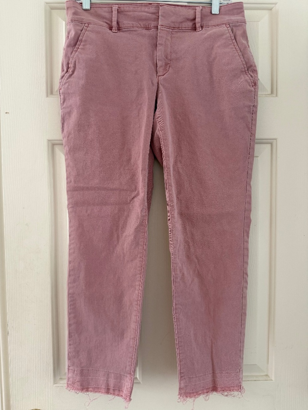 LOFT Pink Dusty Rose Straight Leg Pants Raw Hem Size 6